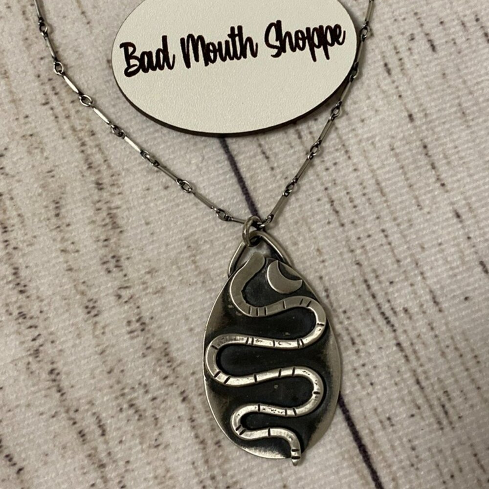 *Ruthless Fabrication Foxtrot Sterling Silver Cosmic Egg Snake Pendant Necklace